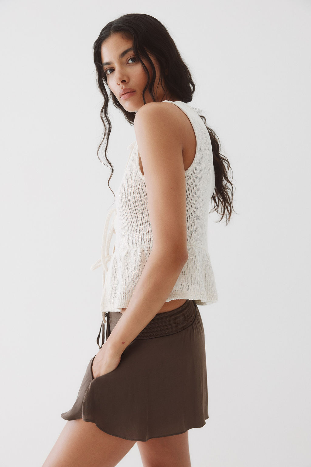 Pantal?n corto vaporoso con cord?n de ajuste - H&m фото 8