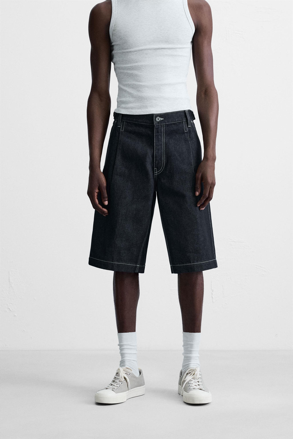 BELTED BAGGY FIT DENIM BERMUDA SHORTS - Zara фото 12