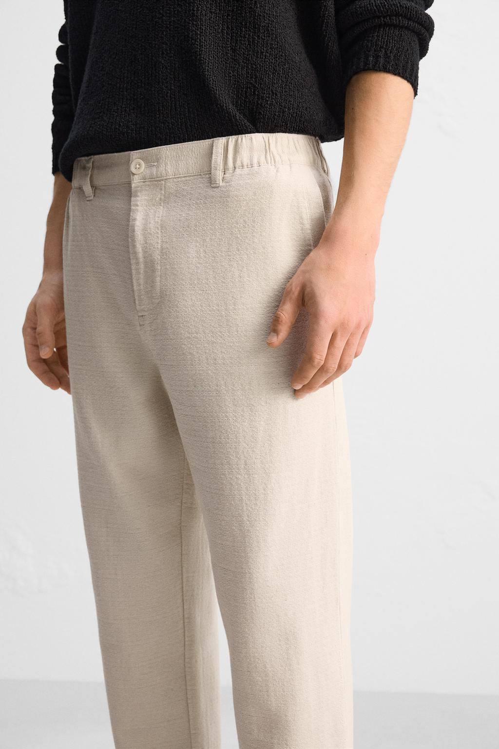 TEXTURED COTTON - LINEN TROUSERS - Zara фото 5