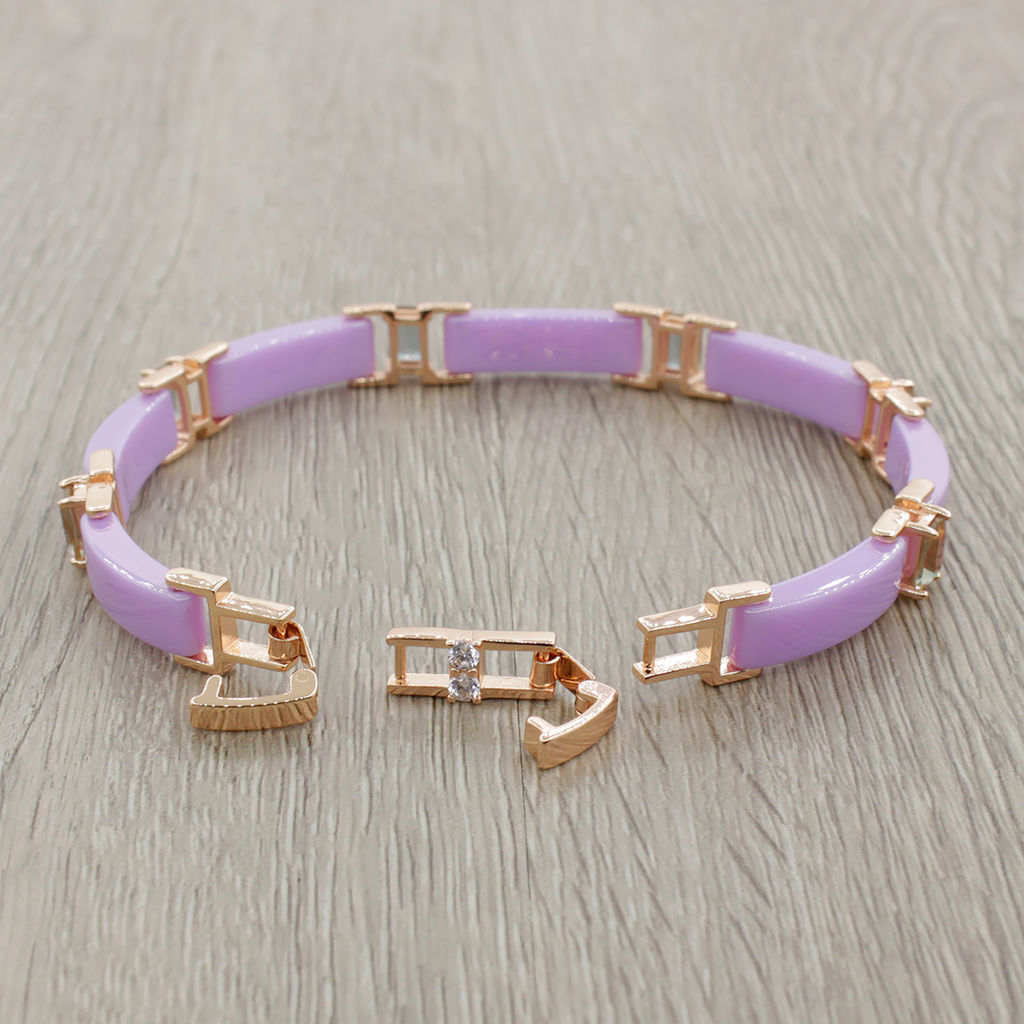 Браслет Лилу из фиолетовой керамики с Султанитом покрытие под золото, 20см - Agat77 фото 2