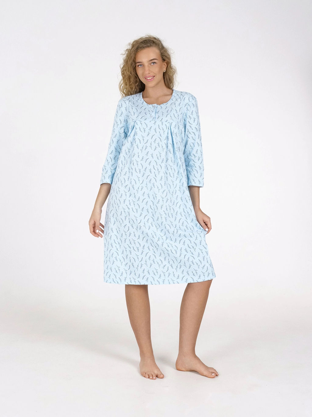 Ночная сорочка женская, цвет голубой белый