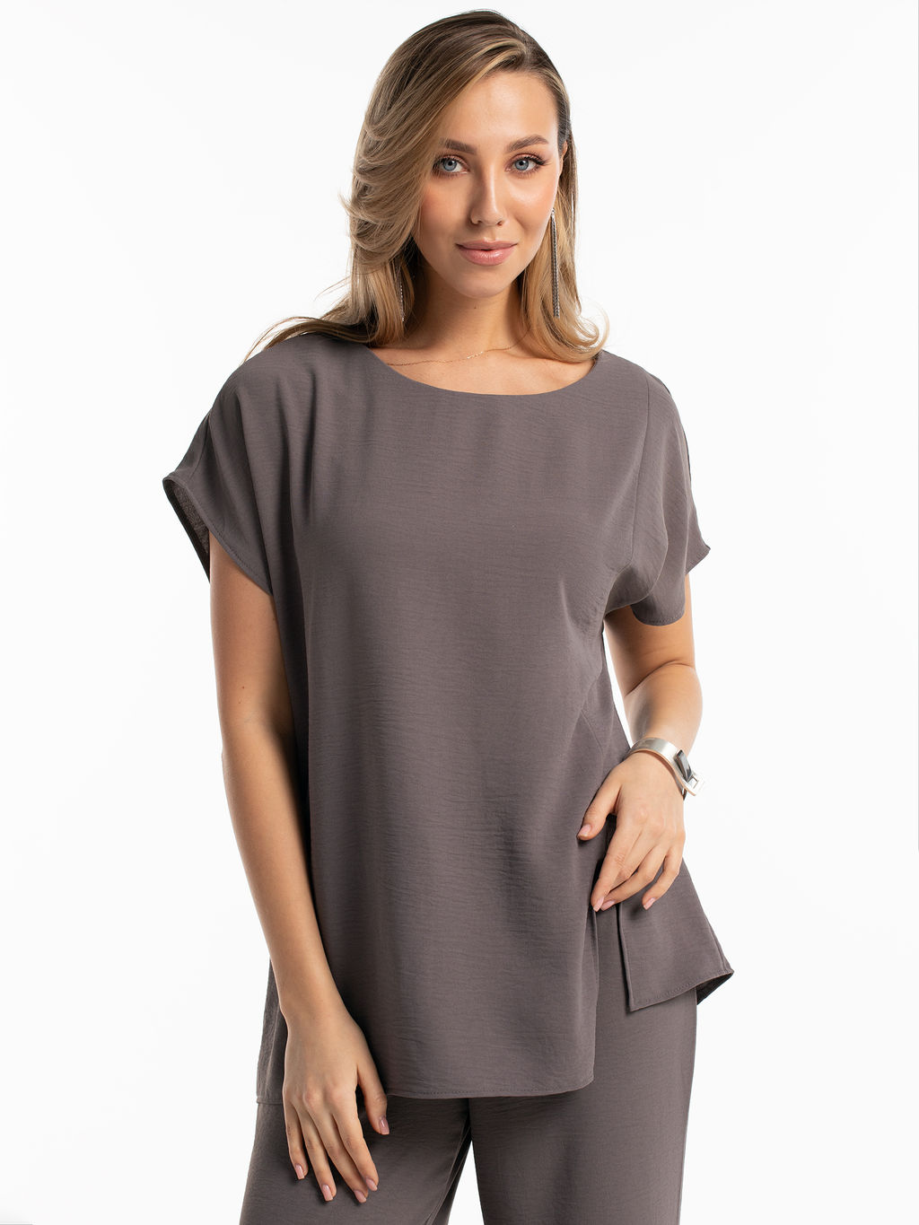 Летняя блузка оверсайз графит - Odis фото 7