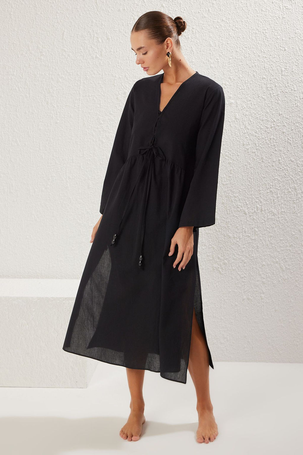 K?rm?z? Dokuma Buzgulu %100 Pamuk Maxi Plaj Elbise TBESS25EL00015 - Trendyolmilla фото 10