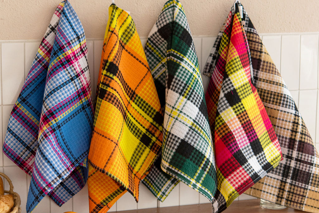 Набор полотенец вафельн."Шотландка" 40*75 см (5шт)