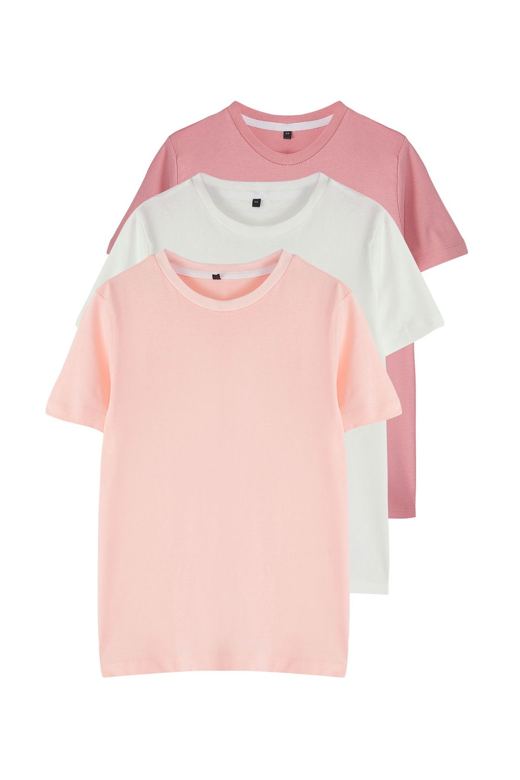 Gul Kurusu-Pudra-Ekru 3lu K?z Cocuk %100 Pamuk Basic K?sa Kol Orme T-Shirt TKDSS25TS00023 - Trendyolmilla фото 4