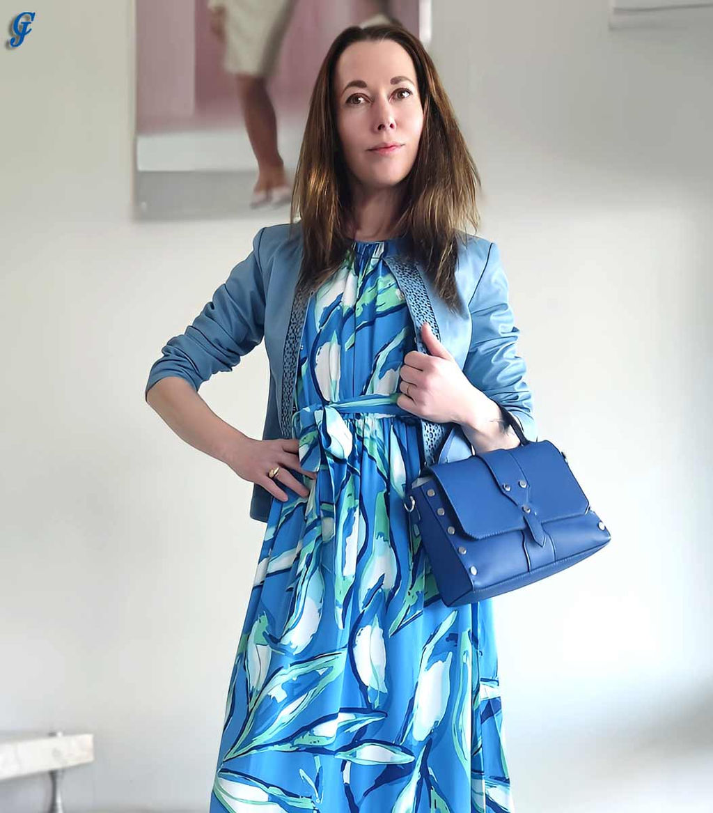 Кожаная куртка, синяя - Linea tesini фото 7