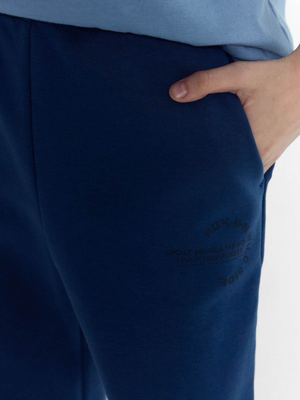 Брюки для мальчиков серо-синие с печатью - Mark formelle фото 5