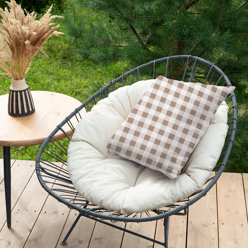 Декоративная подушка Simple life 40х40, Клетка виши бежевый