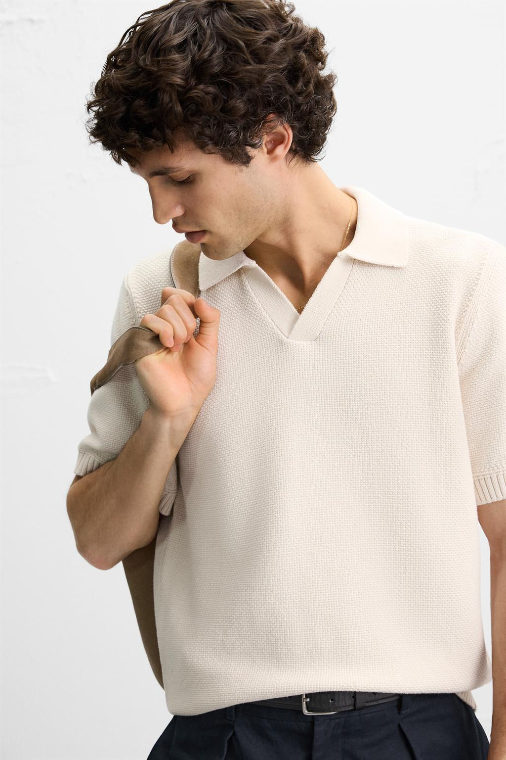 TEXTURED KNIT POLO SHIRT - Zara фото 5