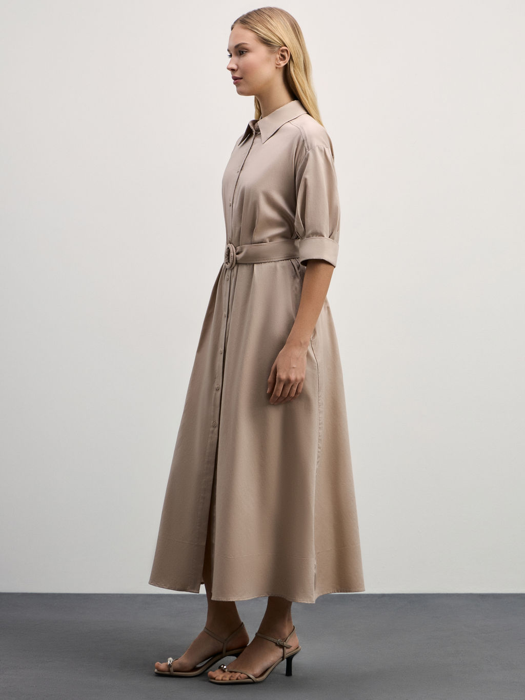 Платье-рубашка с поясом / Zarina фото 2
