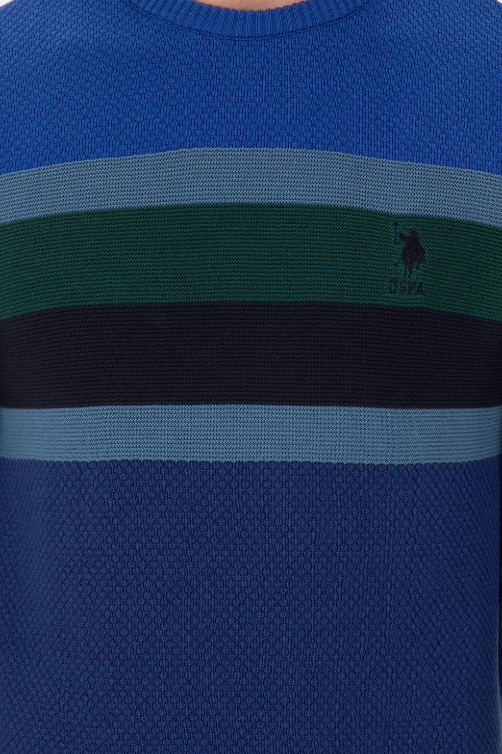 Erkek Slim Fit Bisiklet Yaka _ndigo Kazak - U.s. polo assn фото 6