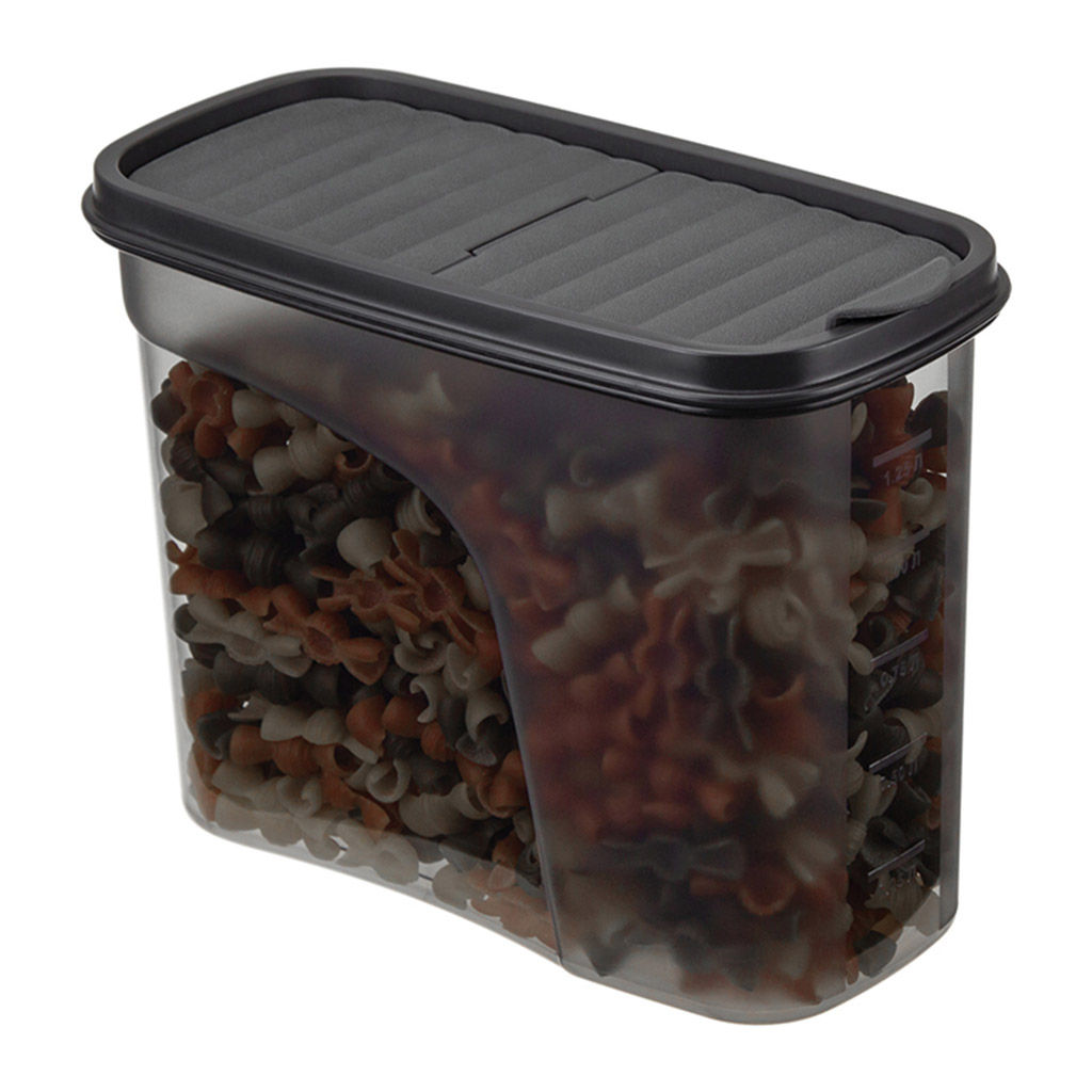 Банка для сыпучих продуктов пластмассовая Бест 1,5л, 9,5х19х14см, графитовый (Россия) - Домашняя мода фото 4