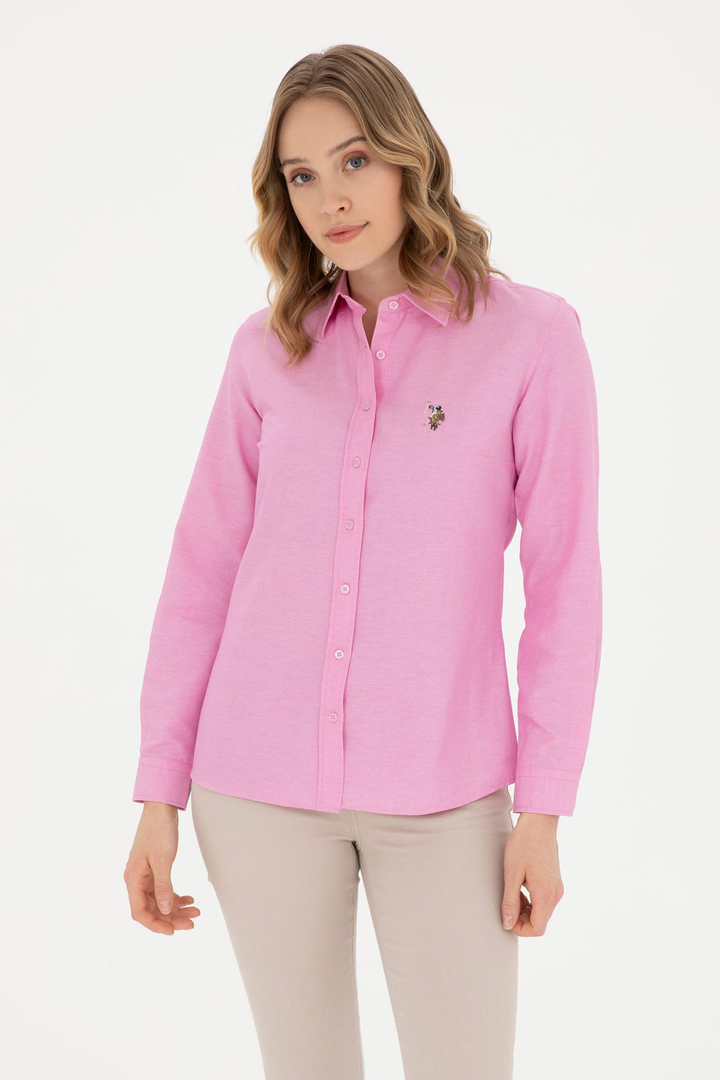 U. S. Polo Assn / Женская розовая базовая рубашка с длинным рукавом - U.s. polo assn фото 8
