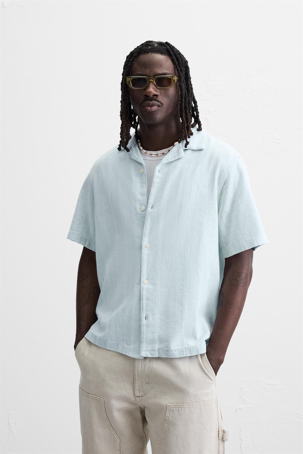 TEXTURED DENIM SHIRT - Zara фото 26