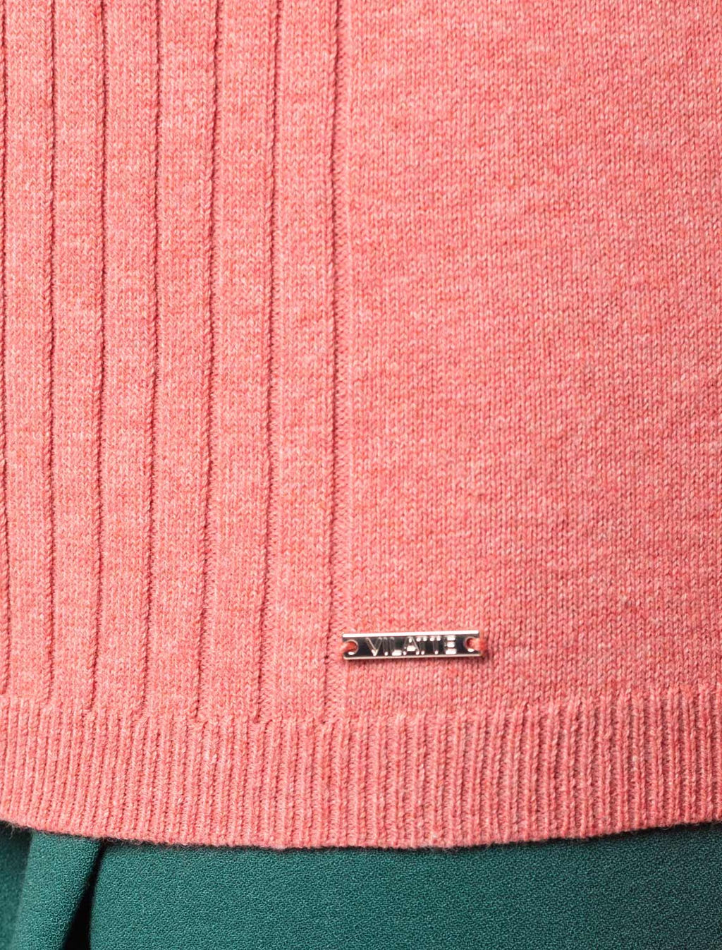 VILATTE / Свитер их хлопка с нейлоном с декоративными элементами вязки фото 2