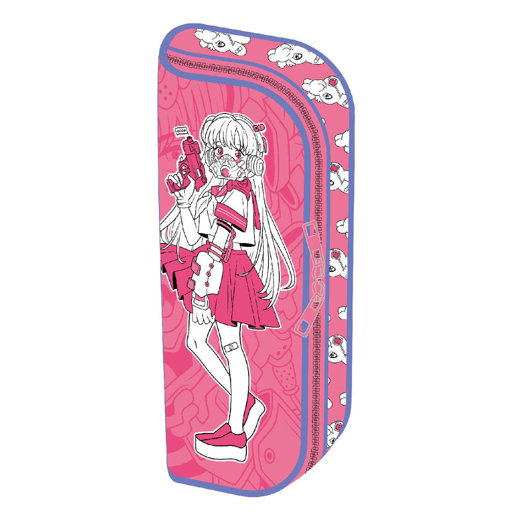 Пенал школьный Феникс+, арт.65702/ 24 РОЗОВАЯ ДЕВУШКА 20,5х9х5,5 см, полиэстер, молния, сублимационн