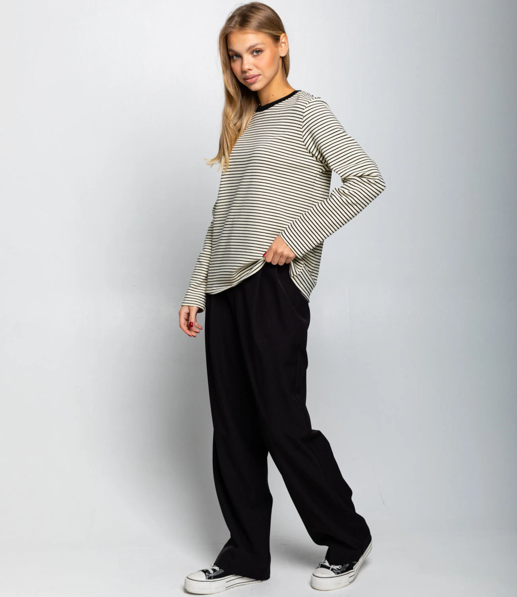 Лонгслив #КТ8013 (4), чёрный,молочный