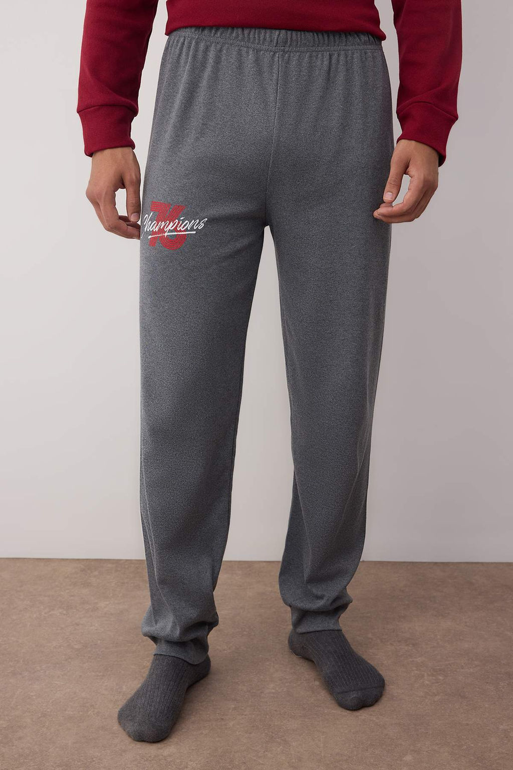 Trendyolmilla Man Erkek Bordo Bask?l? Orme Erkek Pijama Tak?m? TEDAW25PT00003  фото 3