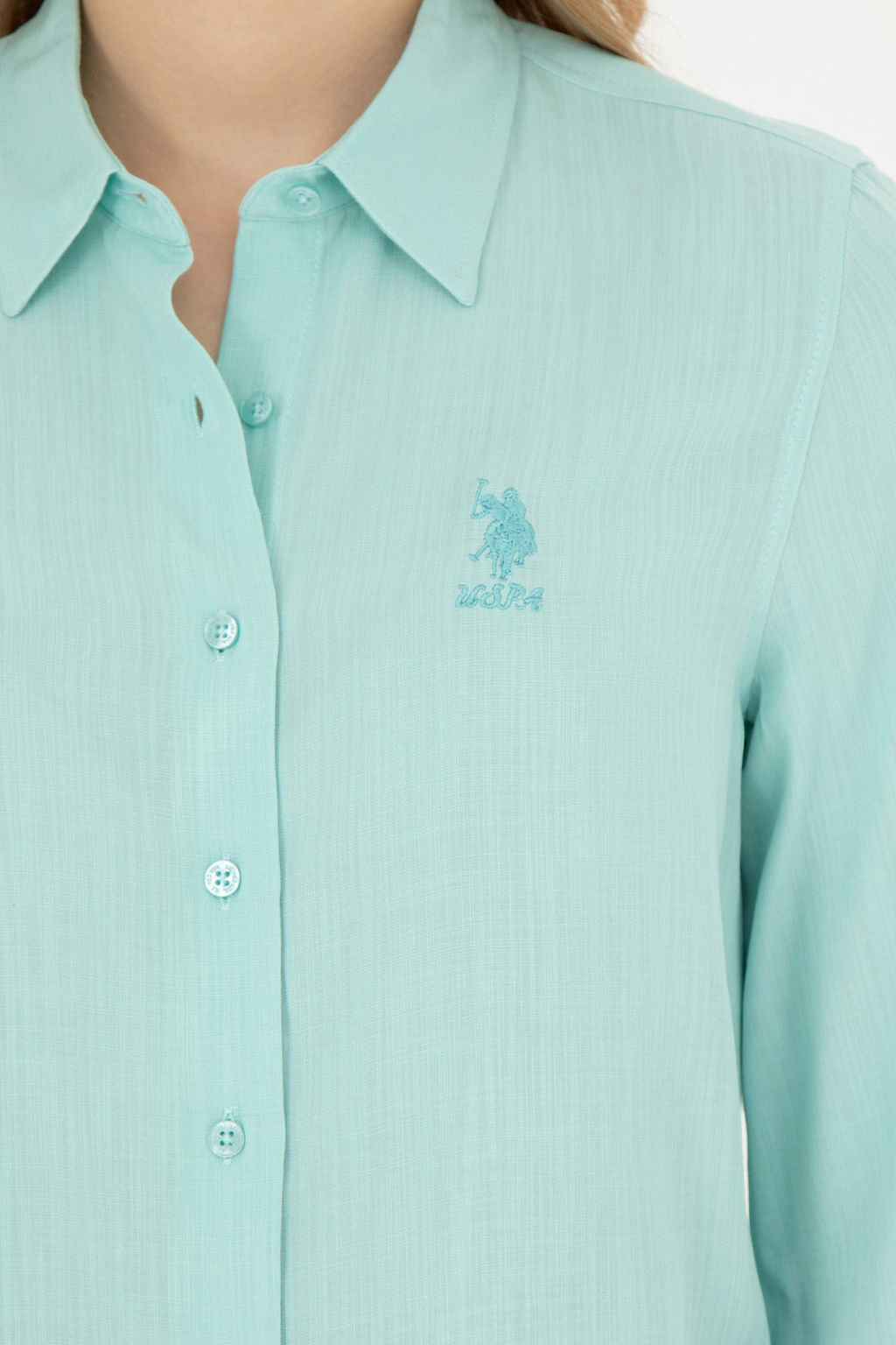 Женская рубашка зеленого цвета с длинным рукавом - U.s. polo assn фото 14