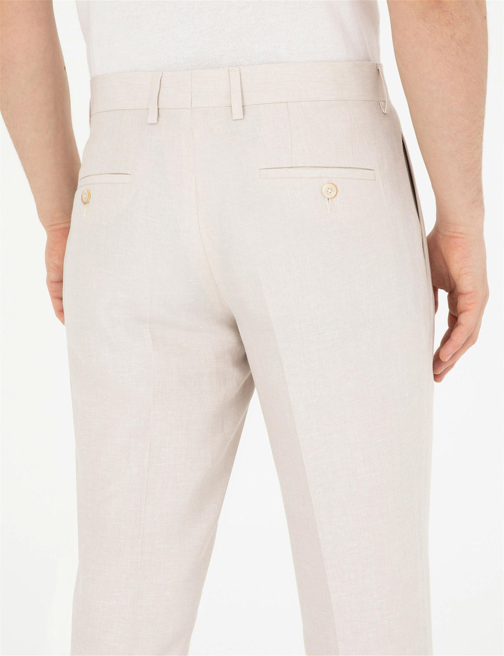 Bej Slim Fit Pileli Keten Kar___ml_ Pantolon - Pierre cardin фото 7