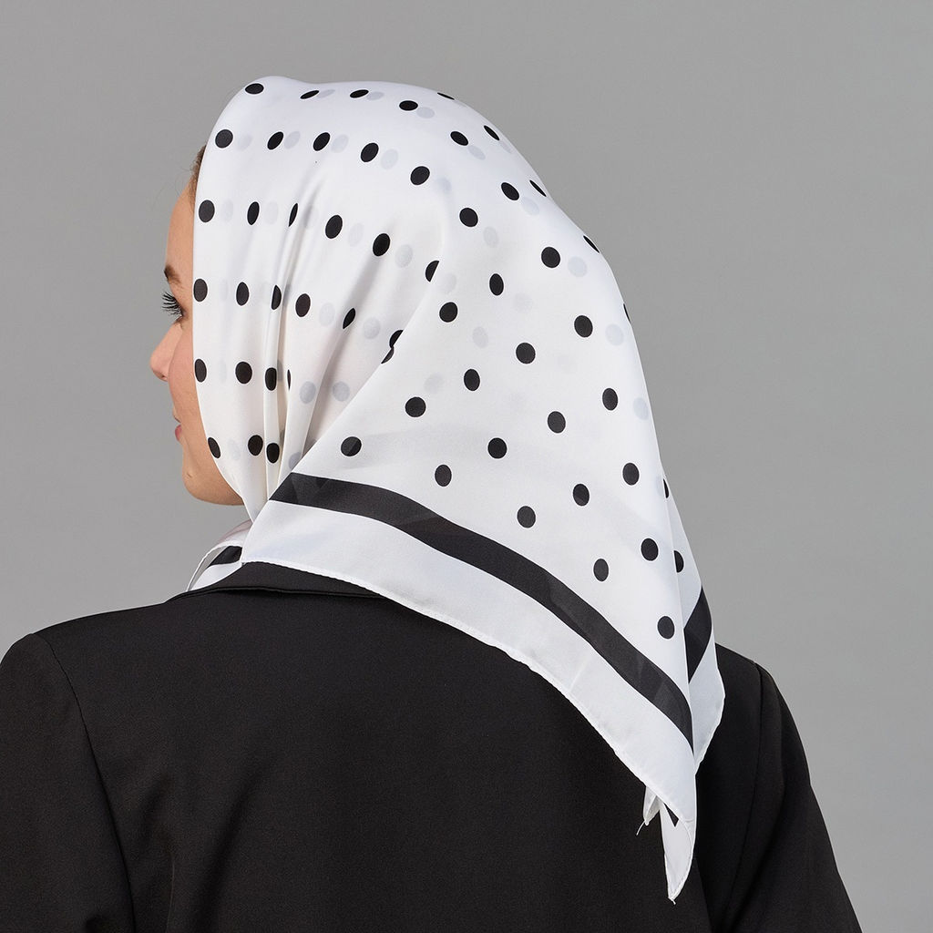 Платок 68х68 Горошек, цвет белый - Мастерская ПОКРОВ фото 5