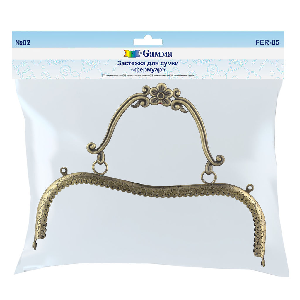 Gamma FER-05 Застежка для сумки фермуар 20.5 x 7 см 5 х 1 шт. №02 под состаренную бронзу