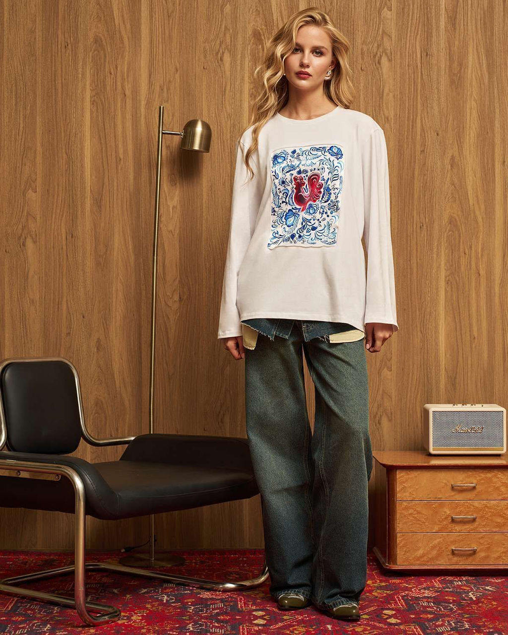 Лонгслив с шёлковой вставкой Петушок LRP001 - Sahar art lab фото 8