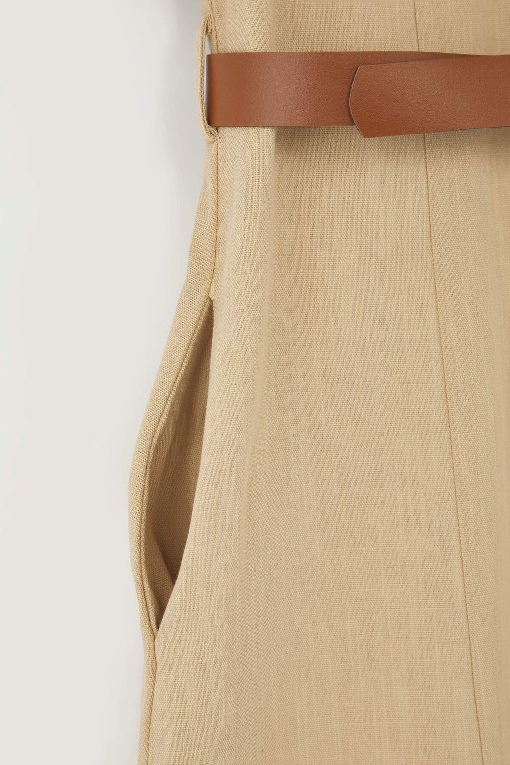 Trendyolmilla Haki Kemerli Keten Kar?s?ml? Cep Detayl? Midi Dokuma Gomlek Elbise TWOSS25EL00704  фото 14