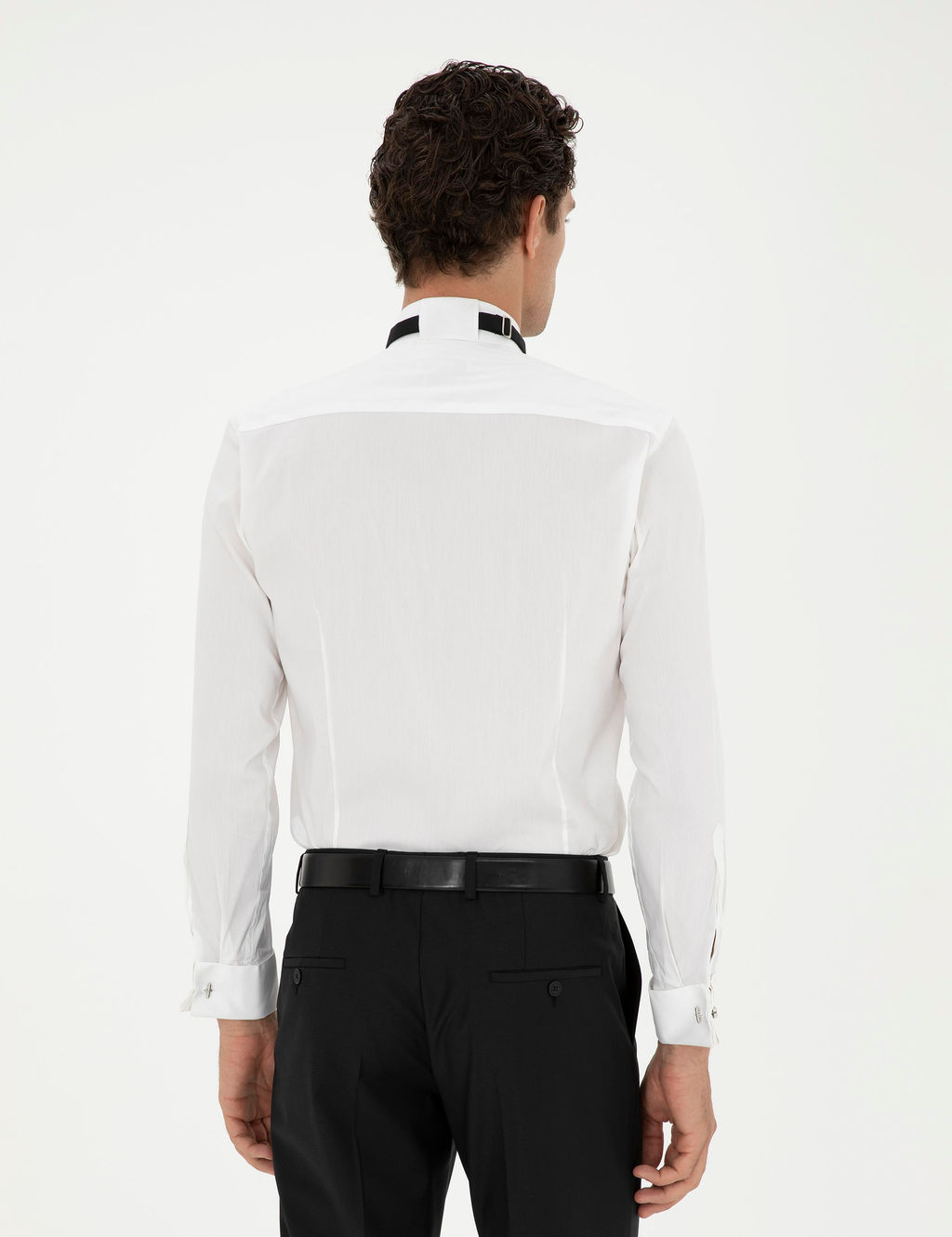 Beyaz Slim Fit Man_etli Pamuk Kar___ml_ Smokin G_mlek