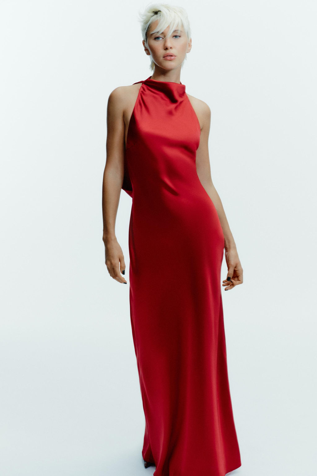 LONG SATIN HALTER DRESS - Zara фото 5