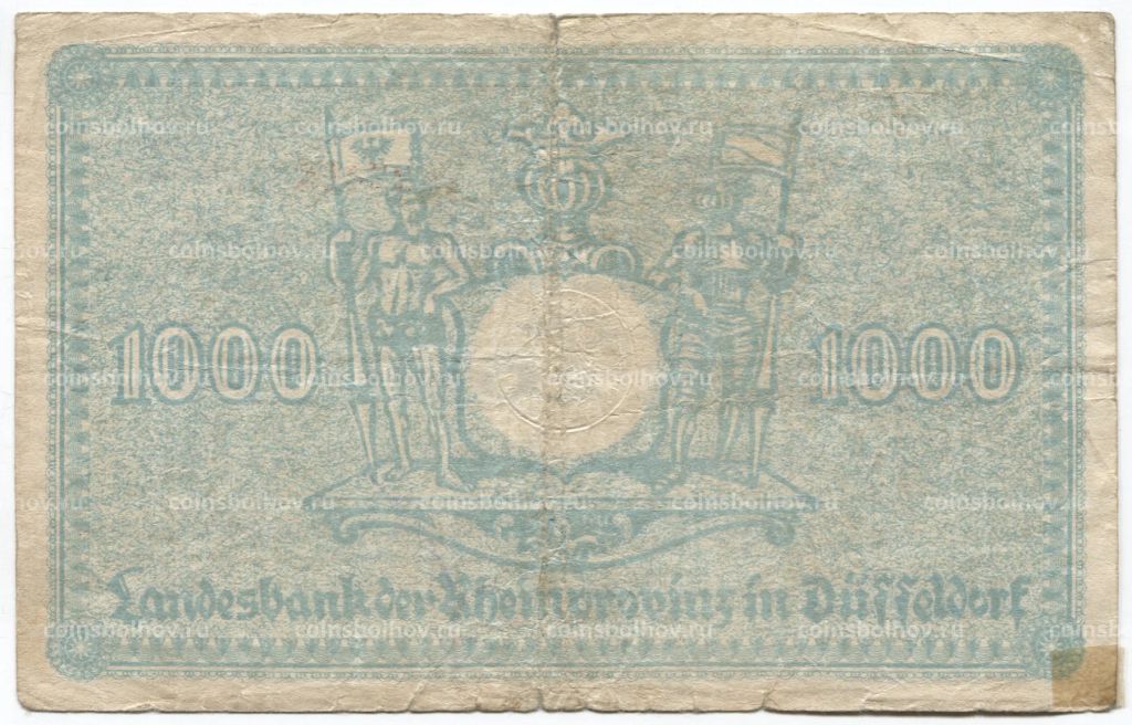 1000 марок 1922 года Германия  Нотгельд (Дюссельдорф)