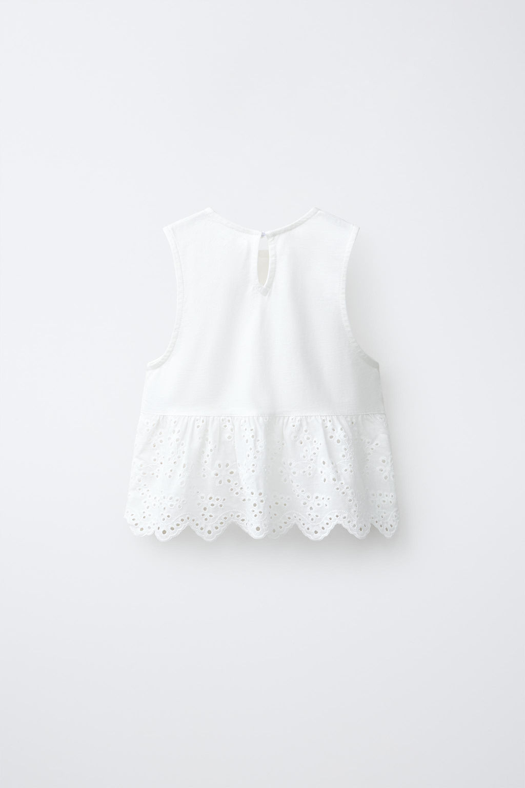 CAMISETA COMBINADA BORDADO SUIZO / Blanco