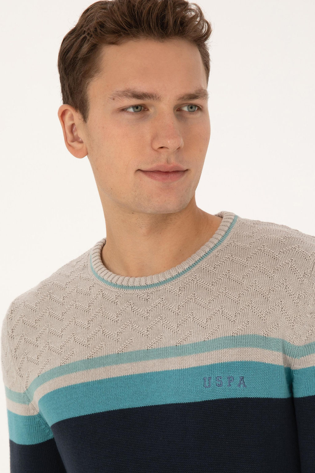 Erkek A__k Lacivert Regular Fit Bisiklet Yaka Kazak
