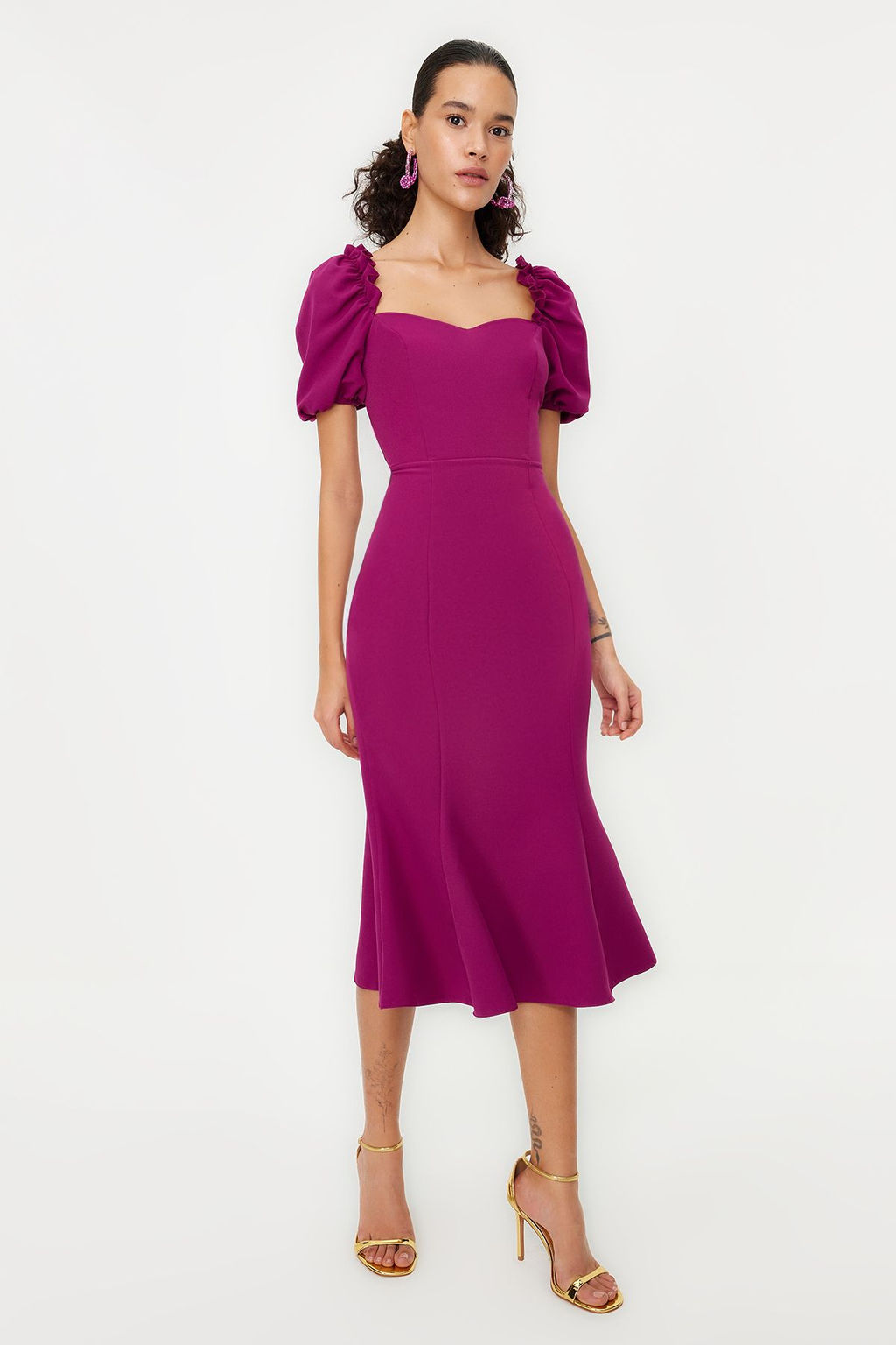 TRENDYOLMILLA Bridal Ekru Dokuma Abiye Gece Elbise TPRSS21EL0053  фото 22