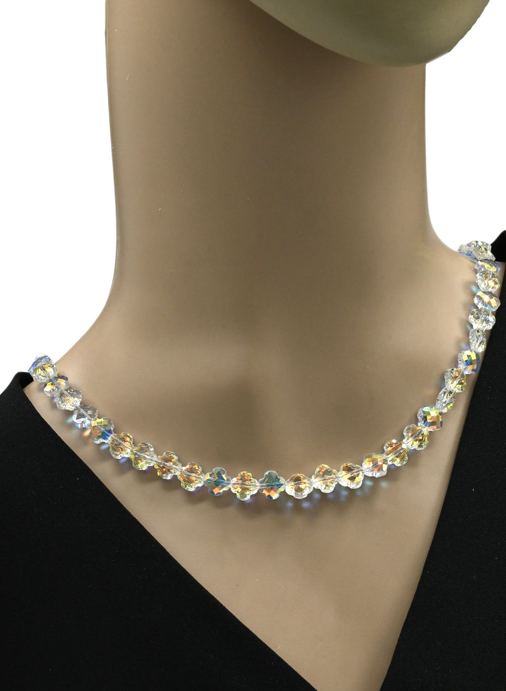 Бусы из циркона клевер 8мм цв.хрусталь хамелеон, 48см