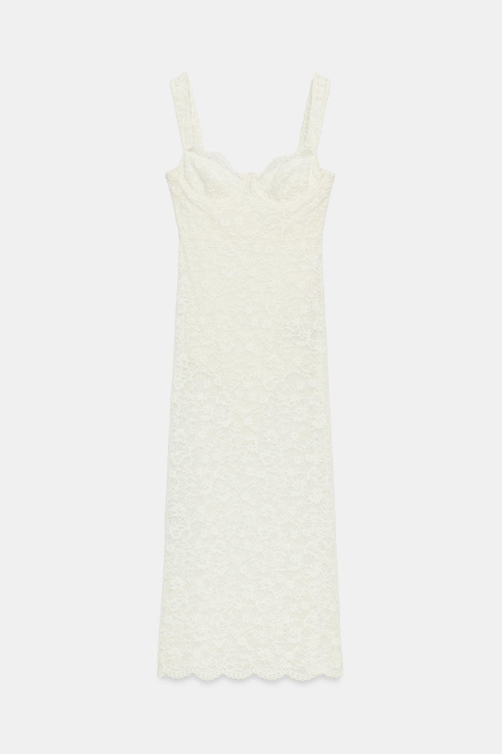VESTIDO MIDI ENCAJE / Crudo - Zara фото 8