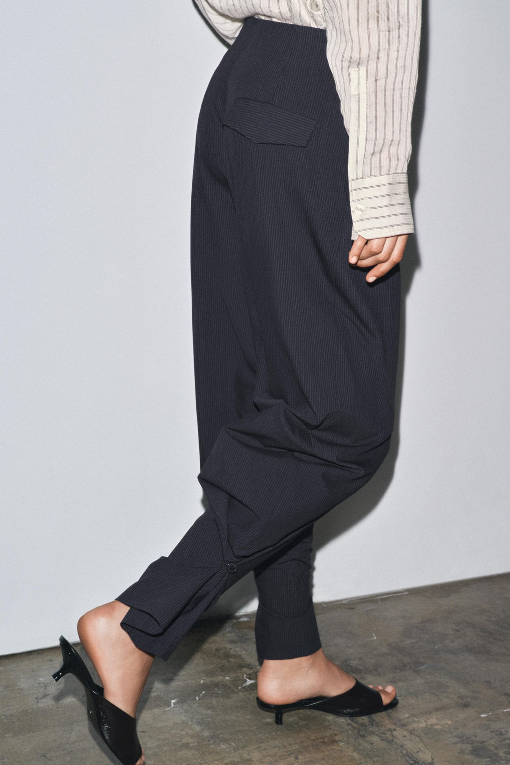 ZW COLLECTION PINSTRIPE BALLOON TROUSERS - Zara фото 4