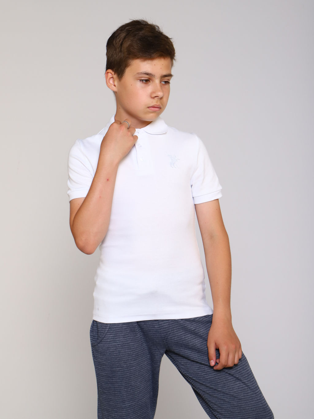 Ладошки / Рубашка-поло Гимназия белый  фото 7