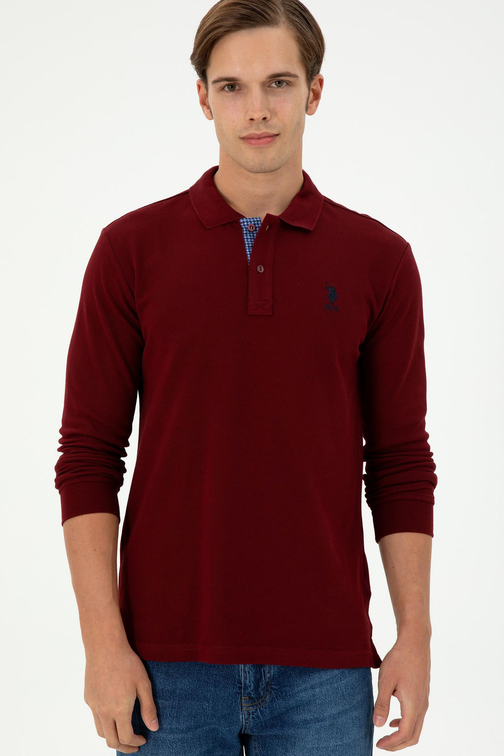 Мужской бордово-красный базовый свитшот - U.s. polo assn фото 3
