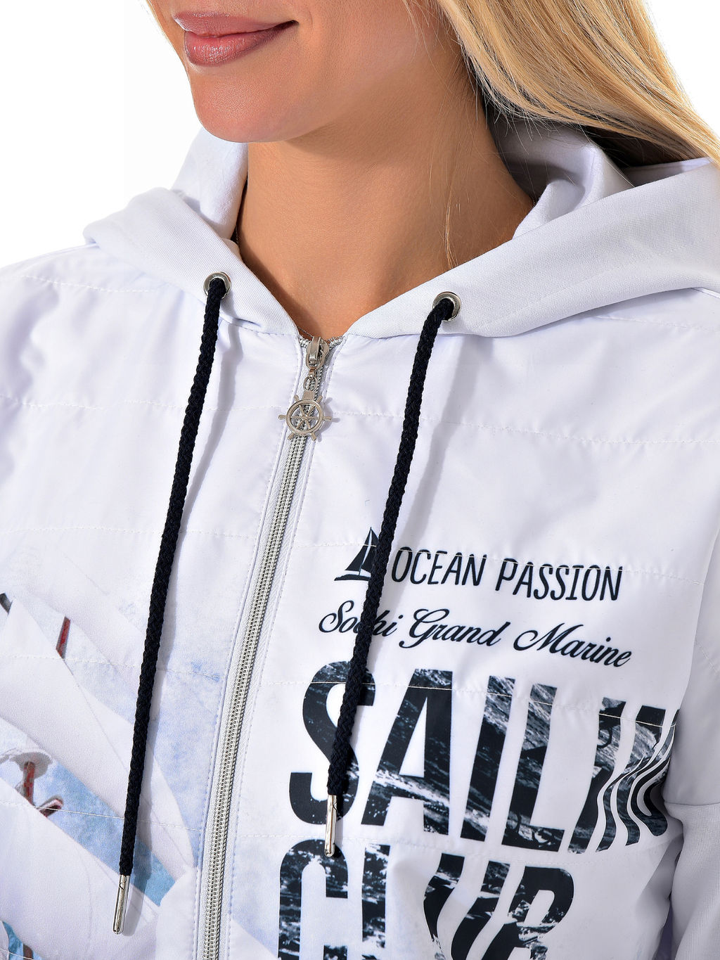 Толстовка из футера комбинированного с принтованной плащевой тканью - А+б коллекция фото 116