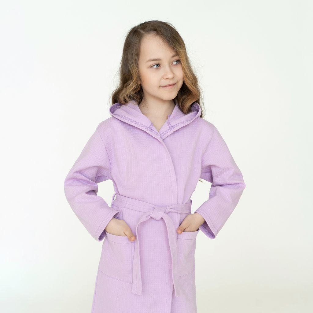 Халат детский вафельный лиловый 914 (134, 68)