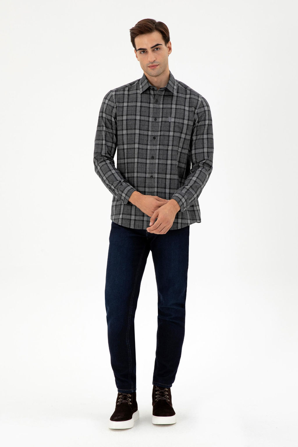 Мужская рубашка антрацитового цвета с длинным рукавом Неожиданная скидка в корзине - U.s. polo assn фото 4