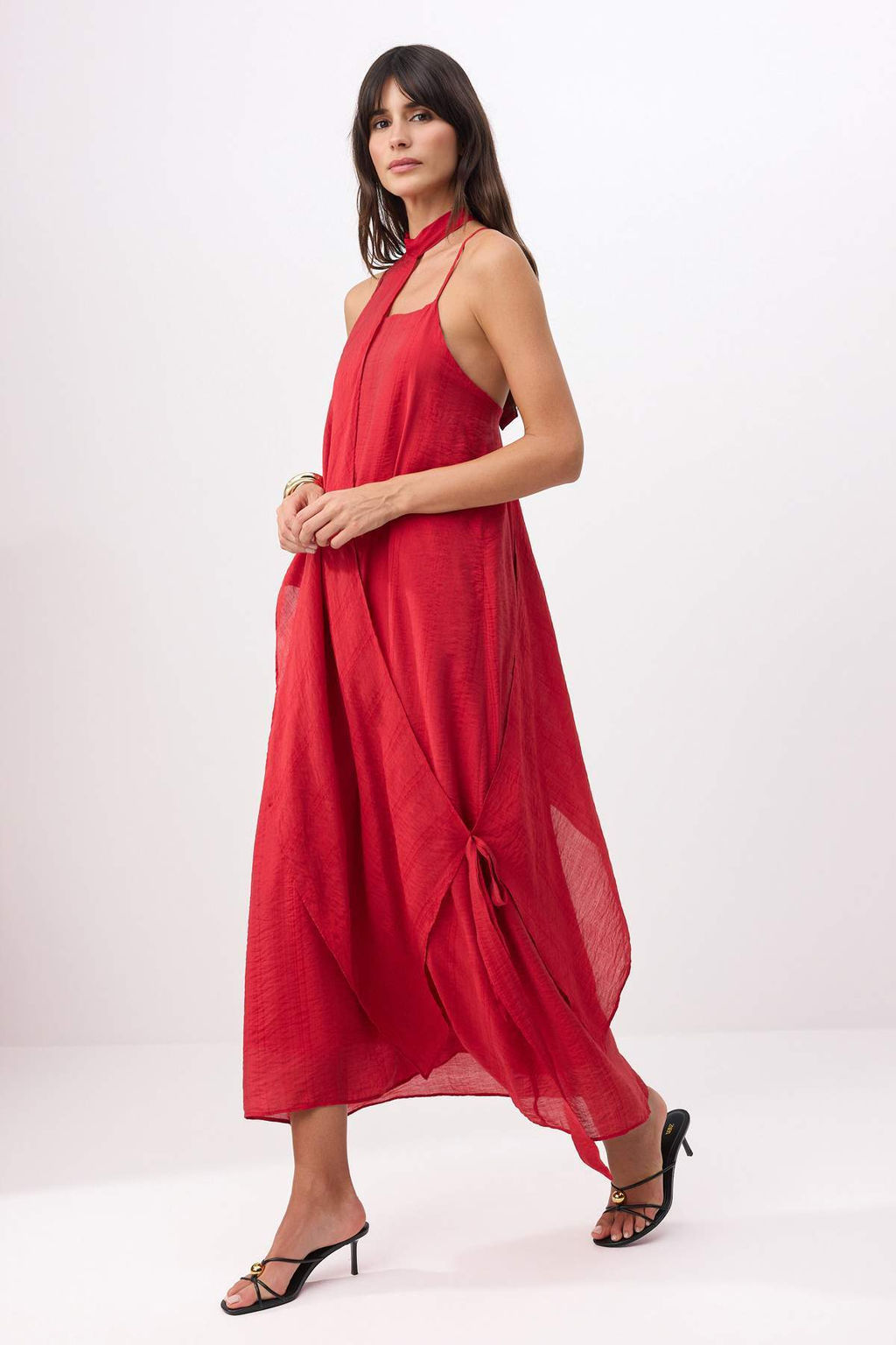 K?rm?z? C?kar?labilir Sal Detayl? Dokuma Elbise TWOSS26EL00662