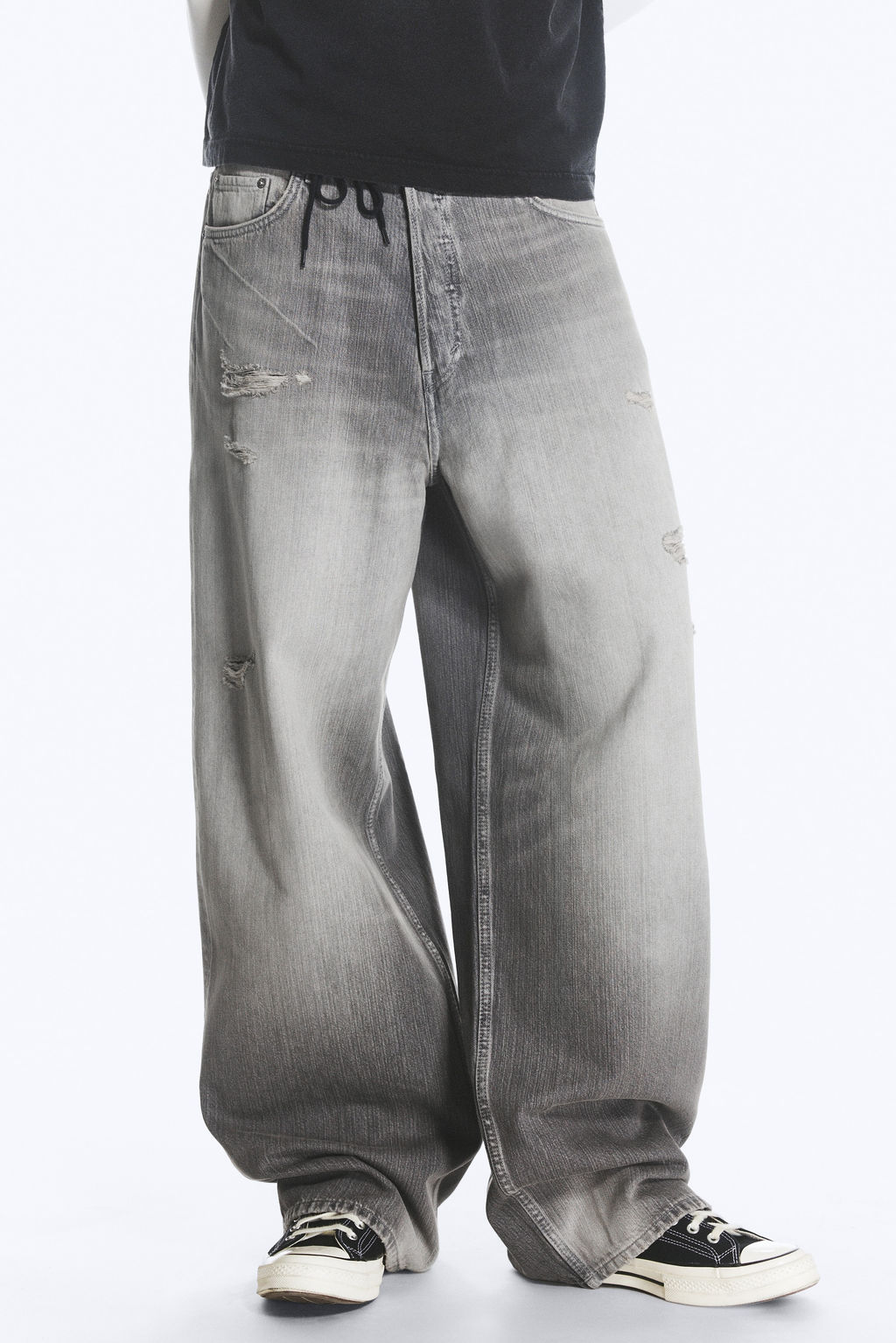 Vaqueros unisex de tiro medio y pernera baggy holgada Astro - H&m фото 2
