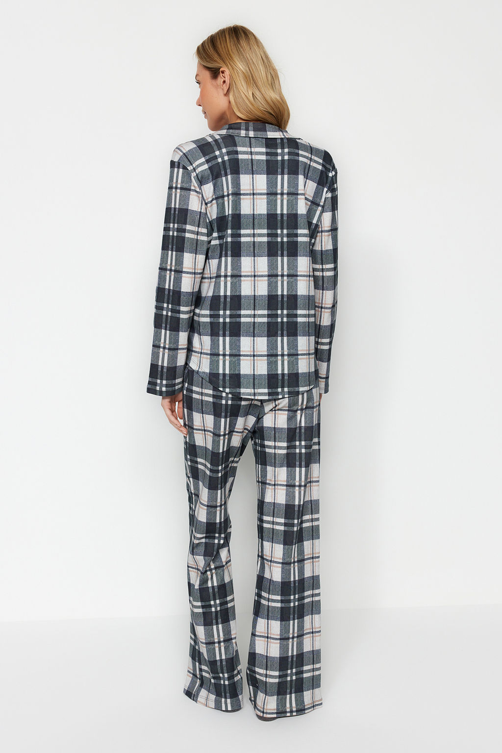 Cok Renkli %100 Pamuk Ekoseli Gomlek-Pantolon Orme Pijama Tak?m? THMAW24PT00251 - Trendyolmilla фото 5