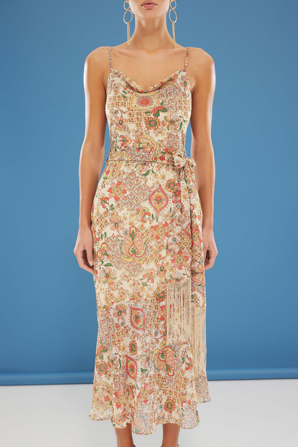 TRENDYOLMILLA Lila Etnik Desenli Kusakl? A Kesim Puskul Detayl? Maxi Astarl? Sifon Dokuma Elbise TWOSS23EL01777 фото 12