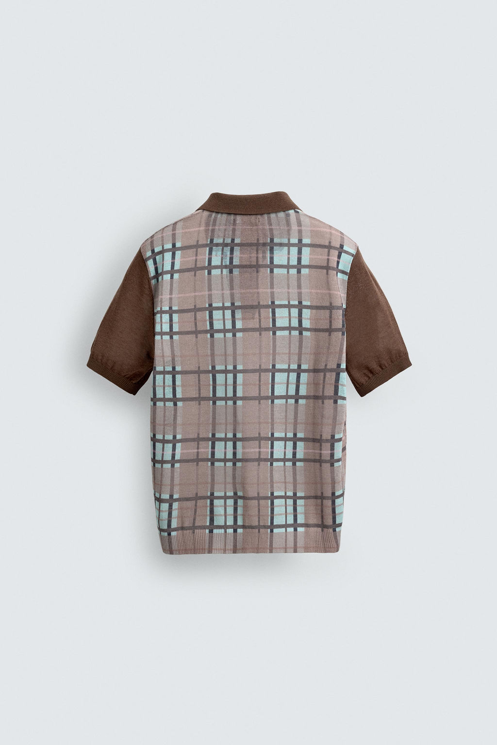 CHECK PRINT KNIT POLO SHIRT - Zara фото 8