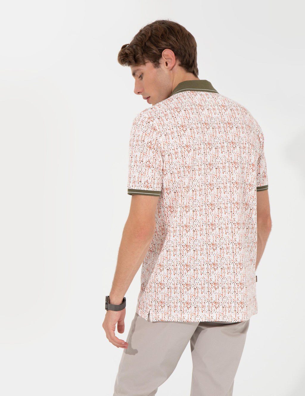 Haki Regular Fit Desenli Polo Yaka Ti__rt