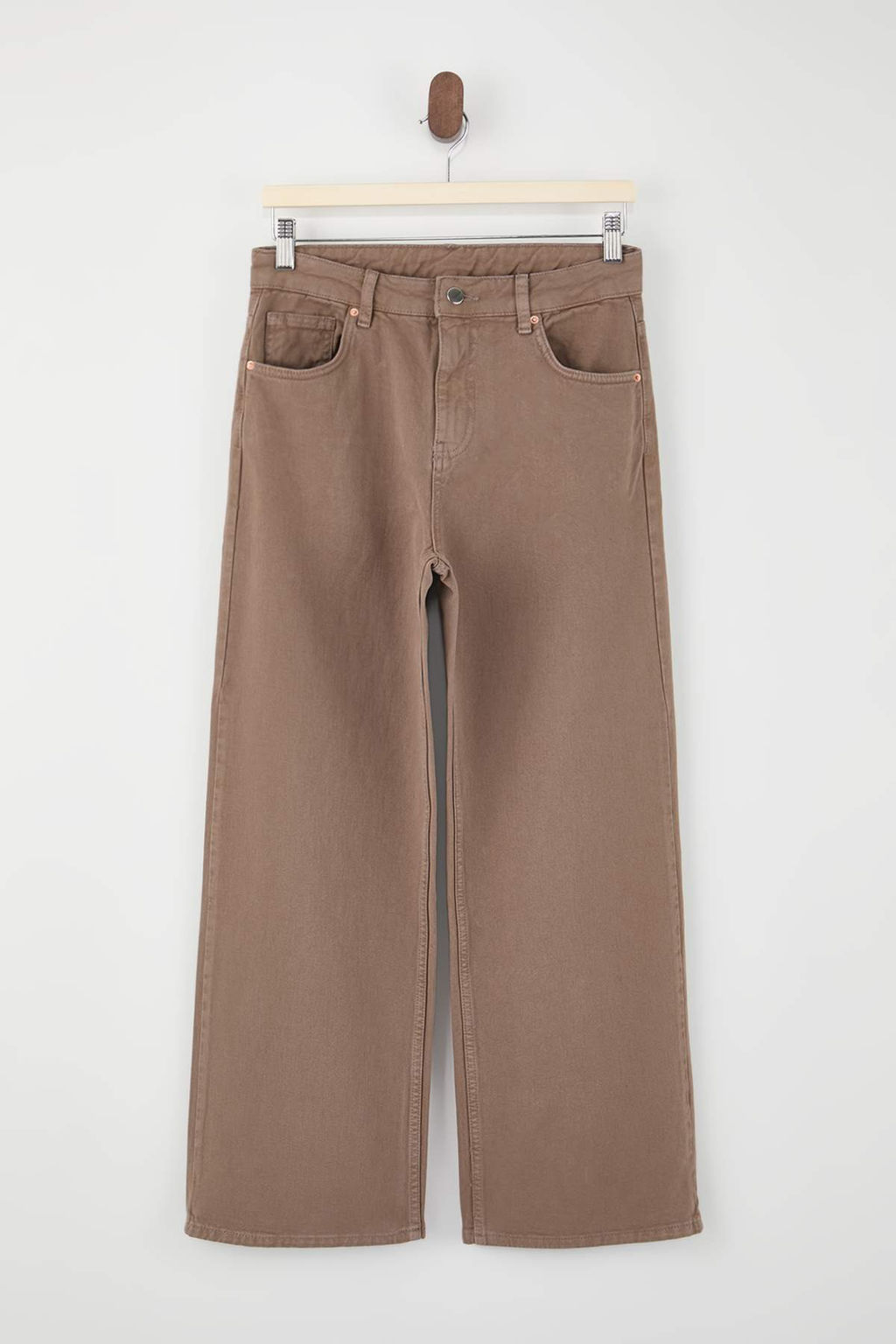 Koyu Kahverengi Yuksek Bel Bilek Boy Culotte %100 Pamuklu Jeans TWOAW26JE00190 - Trendyolmilla фото 25