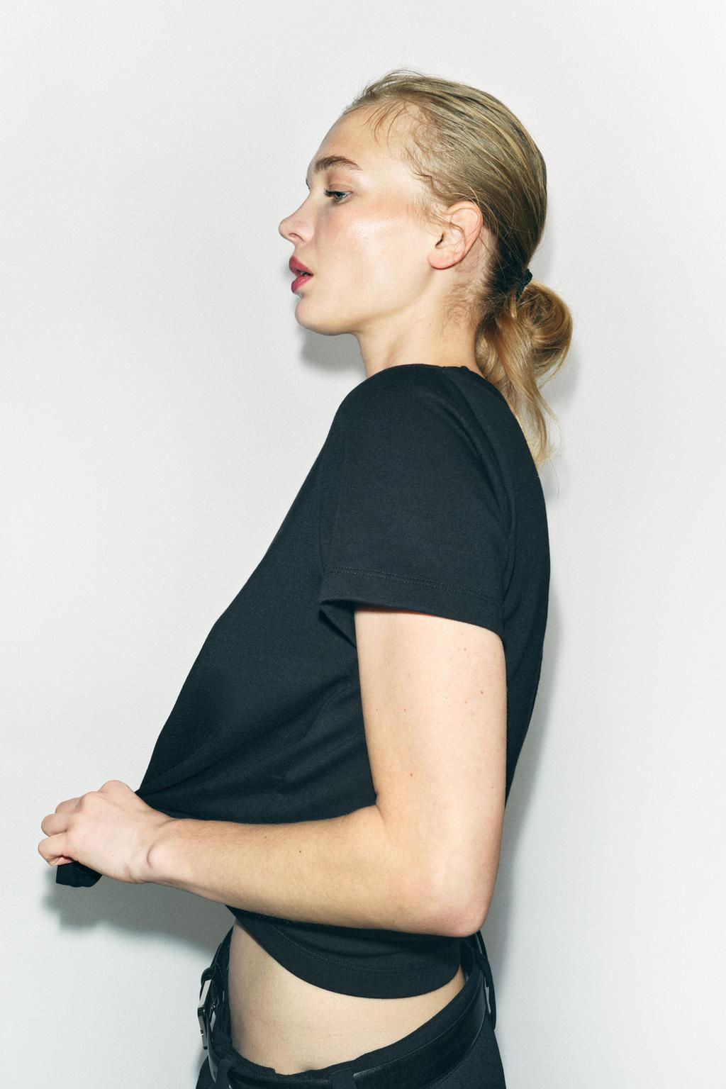 SHORT SLEEVE INTERLOCK T-SHIRT - Zara фото 6